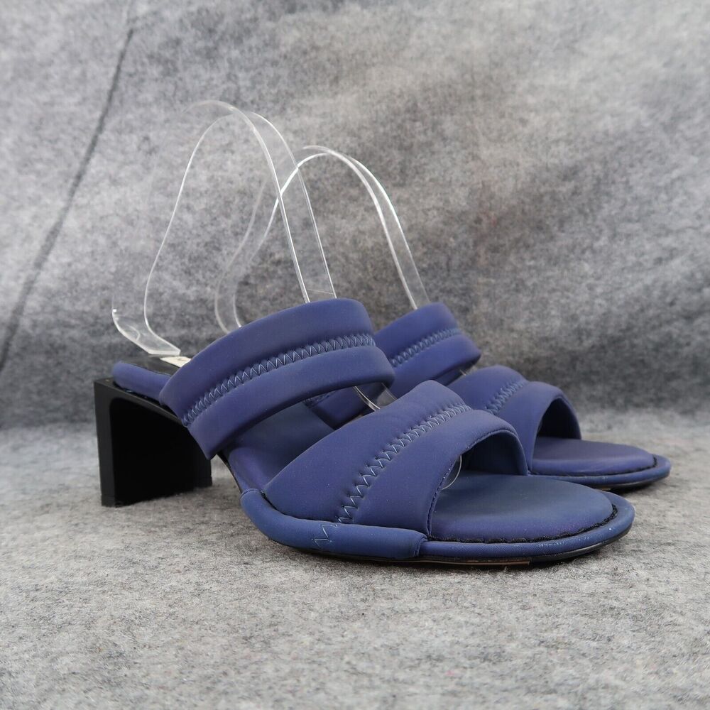 Miista Shoes Womens 35 Sandal Mule Slide Yvonne Double Strap Blue Leather Heels